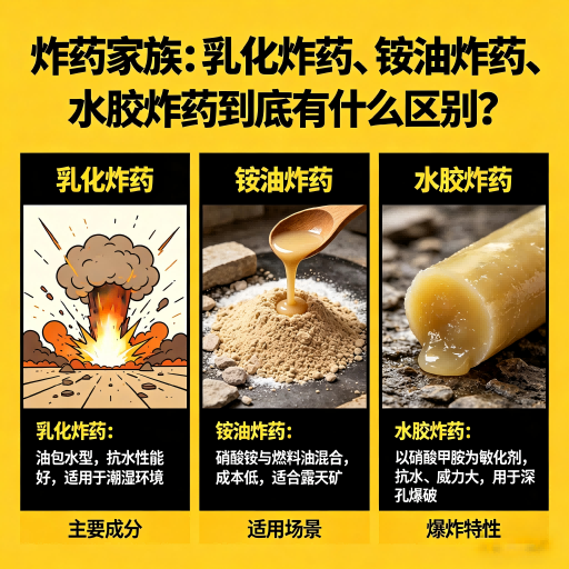 林周炸药家族：乳化炸药、铵油炸药、水胶炸药到底有什么区别？